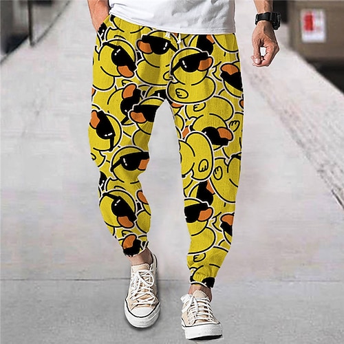 

Men's Joggers Trousers Beach Pants Drawstring Elastic Waist 3D Print Animal Graphic Prints Comfort Breathable Sports Outdoor Casual Daily Streetwear Designer Purple Yellow Micro-elastic