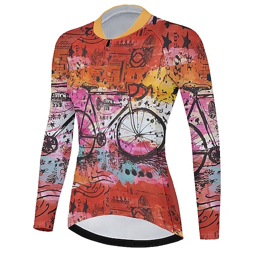 

21Grams Women's Cycling Jersey Long Sleeve Bike Top with 3 Rear Pockets Mountain Bike MTB Road Bike Cycling Breathable Quick Dry Moisture Wicking Reflective Strips Red Graphic Polyester Spandex Sports