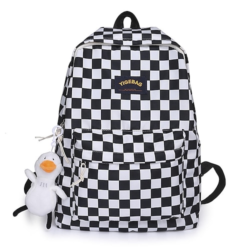 

School Backpack Bookbag Lattice for Student Boys Girls Water Resistant Wear-Resistant Breathable Canvas School Bag Back Pack Satchel 19.77 inch