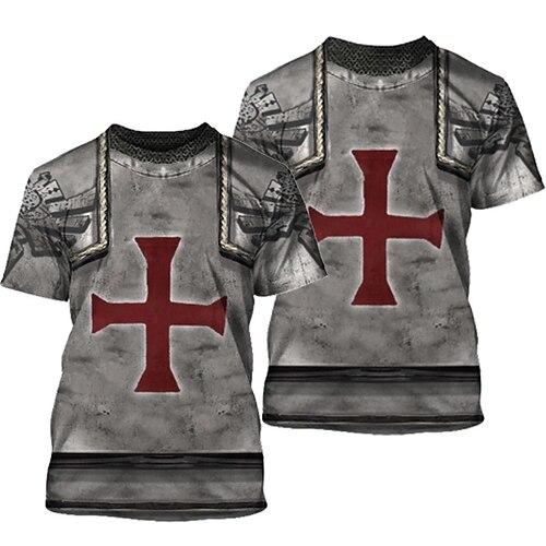 

Men's Unisex T shirt Tee Graphic Prints Cross Crew Neck Gray 3D Print Outdoor Street Short Sleeve Print Clothing Apparel Sports Designer Casual Big and Tall / Summer / Summer