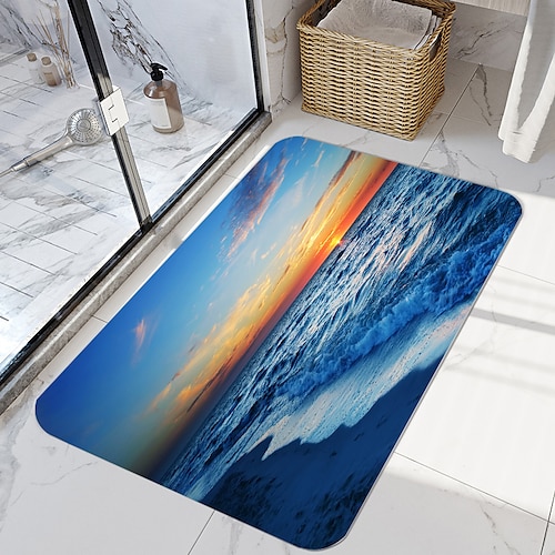 

Beach Series Digital Printing Floor Mat Modern Bath Mats Nonwoven / Memory Foam Novelty Bathroom