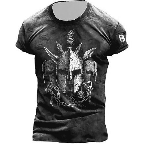 

Men's Unisex T shirt Tee Graphic Prints Mask Crew Neck Black / Gray 3D Print Outdoor Street Short Sleeve Print Clothing Apparel Vintage Sports Designer Casual / Summer / Summer