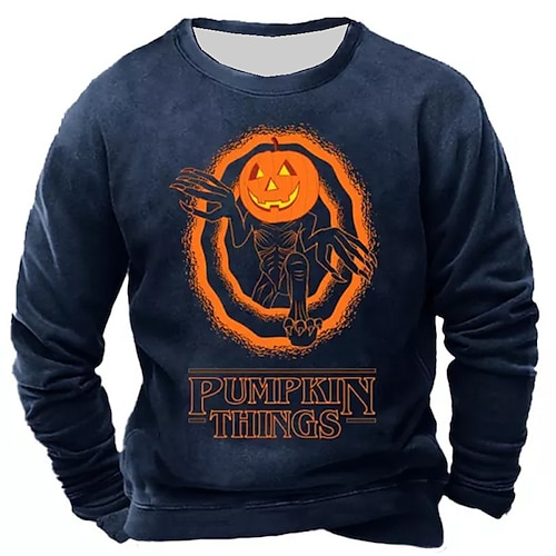 

Men's Unisex Sweatshirt Pullover Blue Black Crew Neck Pumpkin Graphic Prints Print Halloween Daily Sports 3D Print Streetwear Designer Casual Spring & Fall Clothing Apparel Hoodies Sweatshirts Long