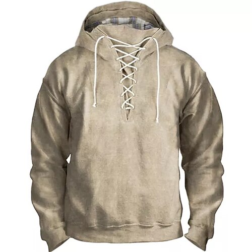 

Men's Unisex Pullover Hoodie Sweatshirt Hooded Graphic Prints Lace up Print Sports Outdoor Daily Sports 3D Print Designer Casual Big and Tall Clothing Apparel Hoodies Sweatshirts Long Sleeve Khaki