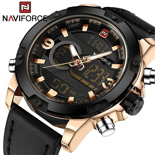 

Naviforce Top Brand Luxury Sport Digital Military Men Watch Genuine Leather Chronograph Man Wristwatch 9097