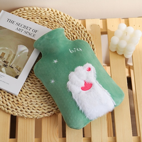 

Hot Water Bag Bottle Rubber Warm Pouch with Animal Paw Velvet Cover for Neck and Shoulder Back Hand Legs Waist Warm