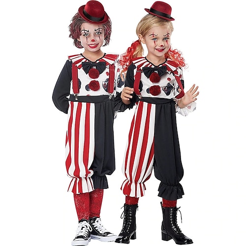 

Joker Clown Couples' Costumes Boys Girls' Movie Cosplay Cosplay Halloween Red Top Shorts Hat Halloween Carnival Masquerade Polyester / Suspenders