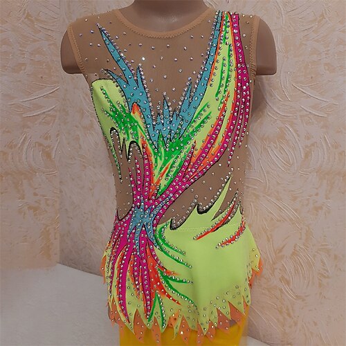 

Rhythmic Gymnastics Leotards Gymnastics Leotards Women's Girls' Bodysuit Stretchy Breathable Sparkly Sleeveless Training Performance Competition Training Athletic Artistic Gymnastics Gymnastics Yellow