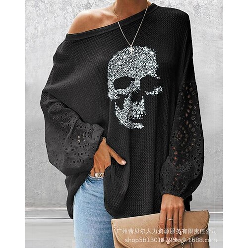 

2022 Foreign Trade Women's Clothing Europe And The United States New Large Size Printing Loose Stitching Long-Sleeved Casual T-Shirt