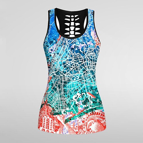 

21Grams Women's Yoga Top Fashion Dark Grey White Yoga Gym Workout Running Tank Top Sleeveless Sport Activewear Breathable Quick Dry Comfortable Stretchy