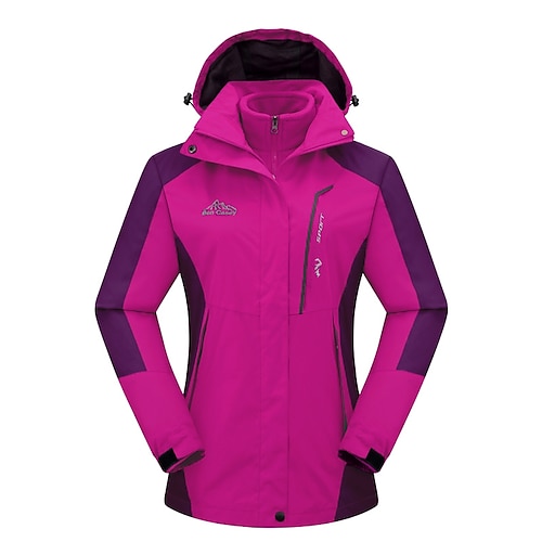 

Women's Hiking Jacket Hiking 3-in-1 Jackets Ski Jacket Outdoor Waterproof Windproof Warm Breathable 3-in-1 Jacket Ventilation Zip Hunting Ski / Snowboard Climbing Rose Red