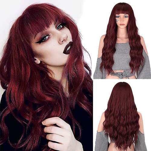 

Black Wavy Wigs for Women Long Curly Wig Synthetic Party Wigs Middle Part Full Wigs Natural Looking