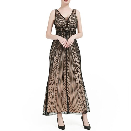

Women's Party Dress Sequin Dress Maxi long Dress Black Gold Brown Sleeveless Pure Color Sequins Backless Fall Winter V Neck Stylish Elegant 2022 S M L XL