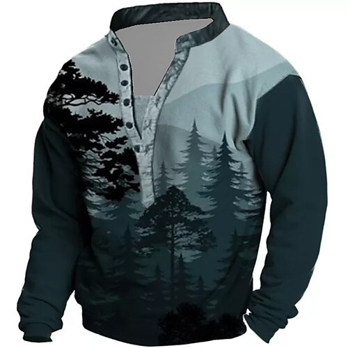 

Men's Unisex Sweatshirt Pullover Button Up Hoodie Tree Graphic Prints Print Casual Daily Sports 3D Print Streetwear Designer Casual Clothing Apparel Hoodies Sweatshirts Long Sleeve Navy Blue