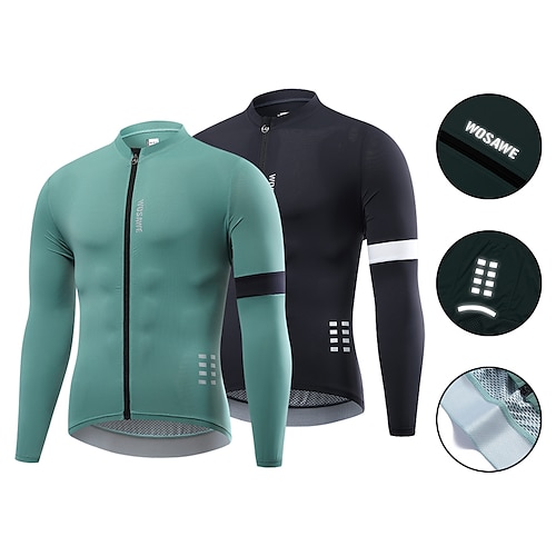 

Wosawe outdoor sports cycling long sleeve men's solid color top comfortable breathable reflective cycling clothes