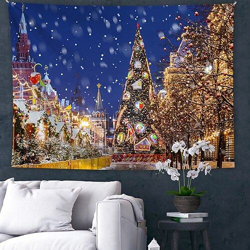 

Christmas Tapestry Photography Background Xmas Santa Claus Reindeer Tree Art Decor Blanket Curtain Picnic Tablecloth Hanging Home Bedroom Dorm Decoration Show Gift