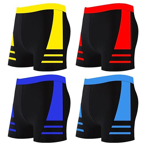 

Men's Swim Shorts Athletic Swimwear Bathing Suit Bottoms Swimming Surfing Racing Patchwork Swimwear Breathable Quick Dry Lightweight Polyester Beach Wear