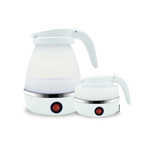 Foldable Portable Kettle  Travel Kettle - Upgraded Food Grade Silicone, 5  Mins Heater To Quickly Foldable Electric Kettle, White 600ML 110V US Plug 