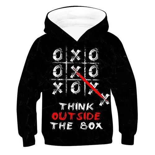 

Kids Boys Hoodie Letter Outdoor 3D Print Long Sleeve Pocket Active 3-12 Years Winter Black
