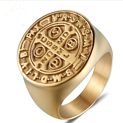 

May polly European and American cross pattern titanium steel retro men's ring