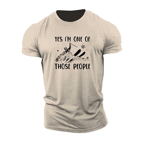 

Men's Unisex T shirt Tee Letter Graphic Prints Crew Neck Khaki Short Sleeve Hot Stamping Outdoor Street Print Tops Sports Designer Casual Big and Tall / Summer / Summer