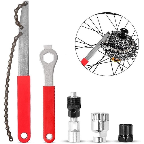 

Bike Repair Tool Kit Including Bike Crank Extractor with 16mm Spanner/Wrench Bicycle Flywheel Chain Sprocket Remover Tool Cassette Lock Ring Removal Tool