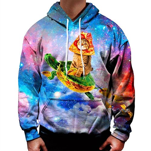 

Men's Unisex Pullover Hoodie Sweatshirt Blue Hooded Cat Graphic Prints Print Daily Sports 3D Print Streetwear Designer Casual Spring & Fall Clothing Apparel Hoodies Sweatshirts Long Sleeve