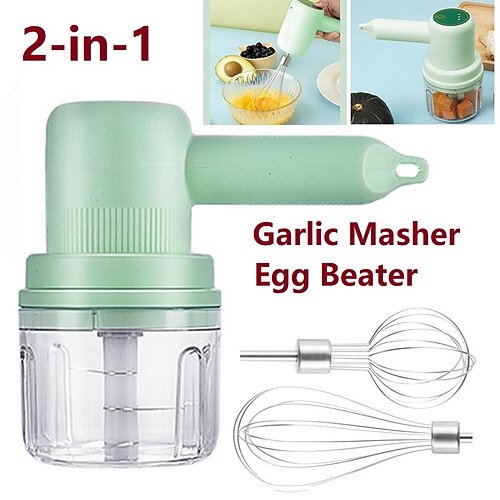 2023 Electric Handheld Mixer Garlic Chopper Egg Whisk 2In 1 USB