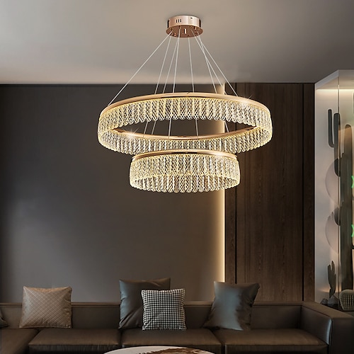 

lampada a sospensione a led anello cerchio design 2 anelli 40 60 cm lampadari moderni in acrilico regolabili 3000k stile moderno contemporaneo cucina sala da pranzo casa bar luce 110-120v 220-240v