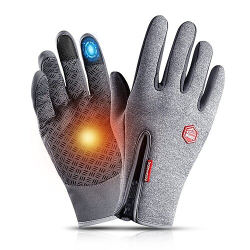 

Winter Gloves Bike Gloves Cycling Gloves Touch Gloves Winter Full Finger Gloves Anti-Slip Waterproof Windproof Warm Sports Gloves Mountain Bike MTB Outdoor Exercise Cycling / Bike Fleece Grey Black