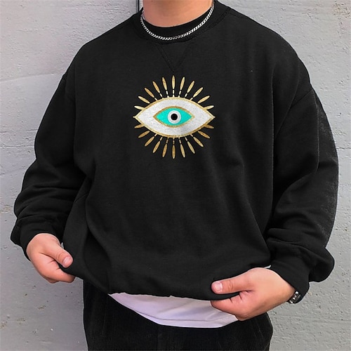 

Men's Sweatshirt Pullover Black Crew Neck Print Eye Going out Streetwear Streetwear Designer Casual Winter Fall Clothing Apparel Hoodies Sweatshirts Long Sleeve