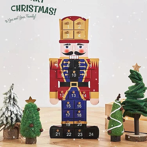 

Creative Home 24 Countdown Nutcracker Wooden Christmas Nutcracker Decoration Ornament Home Wooden Ornament