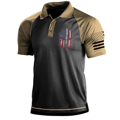 

Men's Collar Polo Shirt Golf Shirt National Flag Turndown Khaki 3D Print Outdoor Casual Short Sleeve Button-Down Print Clothing Apparel Fashion Designer Casual Comfortable / Sports