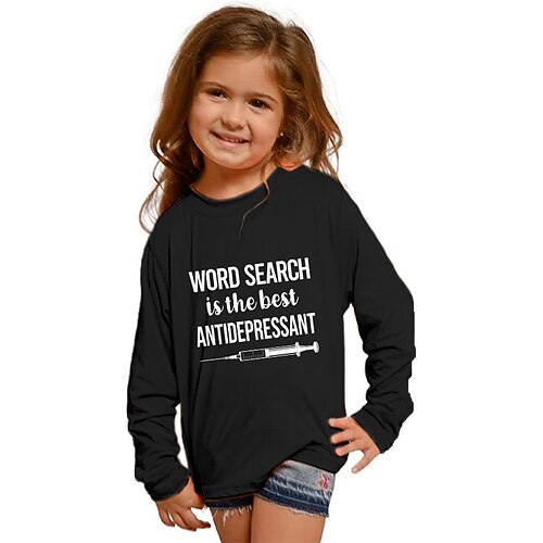 

Kids Girls' T shirt Letter Outdoor 3D Print Short Sleeve Crewneck Active 3-12 Years Spring Black