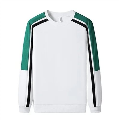 

Men's Sweatshirt Pullover Crew Neck Color Block Patchwork Casual Daily Casual Clothing Apparel Hoodies Sweatshirts Long Sleeve Green White