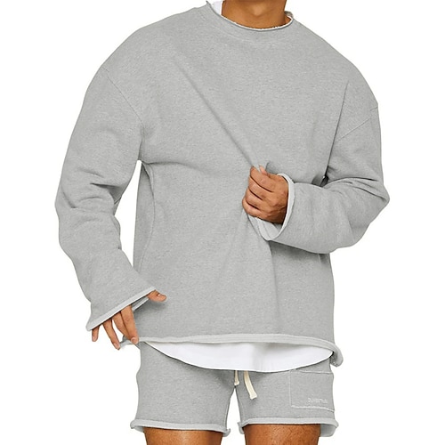 

Men's Sweatshirt Pullover Black Camel Light Grey White Crew Neck Solid Color Casual Going out Streetwear Cool Casual Winter Spring & Fall Clothing Apparel Hoodies Sweatshirts Long Sleeve