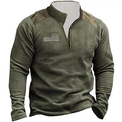 

Men's Unisex Zip Up Sweatshirt Pullover Army Green Half Zip Graphic Prints National Flag Zipper Print Daily Sports 3D Print Designer Casual Big and Tall Spring & Fall Clothing Apparel Hoodies