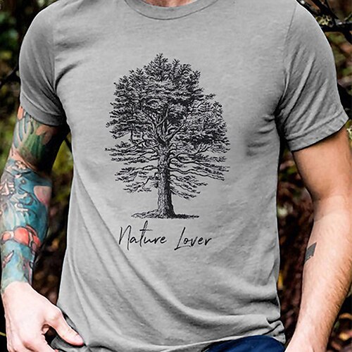 

Men's T shirt Tee Tree Crew Neck Light gray Navy Blue Black Hot Stamping Daily Holiday Short Sleeve Print Clothing Apparel Lightweight Casual Comfortable / Summer / Spring / Summer