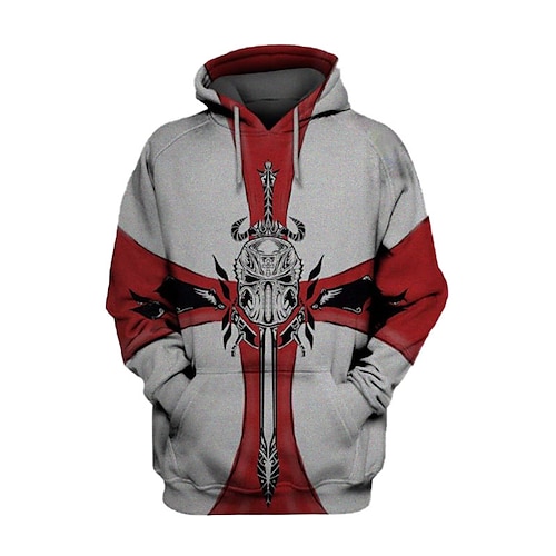 

Men's Unisex Pullover Hoodie Sweatshirt Red Hooded Color Block Knights Templar Graphic Prints Print Daily Sports 3D Print Streetwear Designer Casual Spring & Fall Clothing Apparel Hoodies