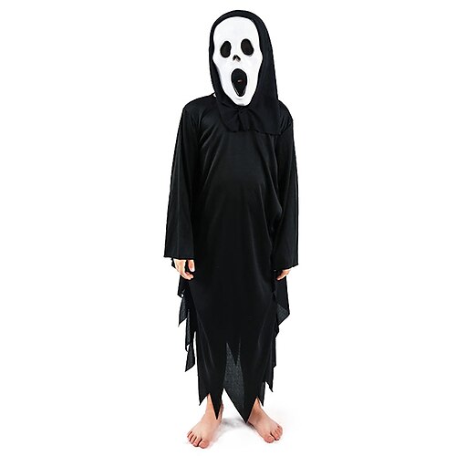 

2 Pieces Kids Unisex Halloween Clothing Set Outfit Skull Long Sleeve Set Outdoor Cool Street Style Winter Fall 3-6 Years Black