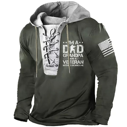 

Men's Unisex Pullover Hoodie Sweatshirt Pullover Dark Gray Hooded Graphic Prints National Flag Lace up Print Casual Daily Sports 3D Print Streetwear Designer Casual Spring & Fall Clothing Apparel