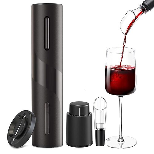 

Electric Wine Opener Battery Operated Wine Bottle Corkscrew Opener with Foil Cutter Wine Aerator Pourer Vacuum Stoppers Reusable Wine Bottle Openers for Kitchen Party