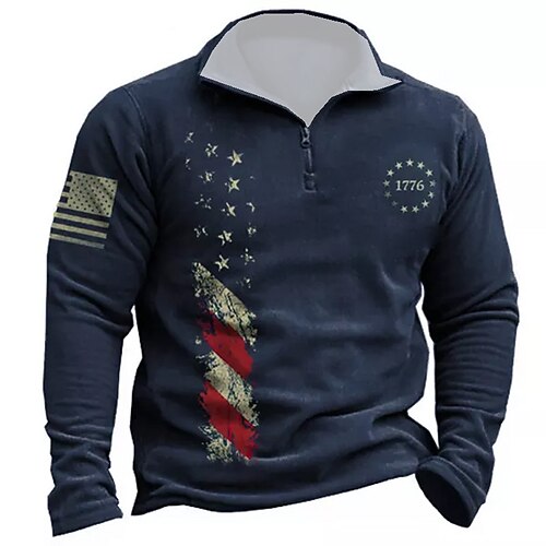 

Men's Unisex Zip Up Sweatshirt Pullover Graphic Prints National Flag Zipper Print Daily Sports 3D Print Designer Casual Big and Tall Clothing Apparel Hoodies Sweatshirts Long Sleeve Navy Blue