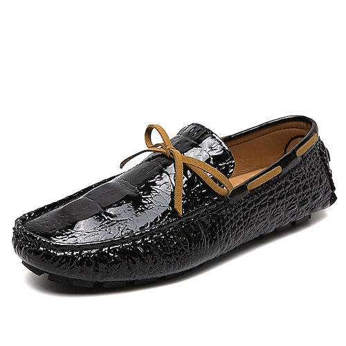 

Men's Loafers & Slip-Ons Boat Shoes Moccasin Comfort Shoes Driving Loafers Crocodile Pattern Casual Classic British Daily Office & Career PU Warm Black Red Blue Fall Spring