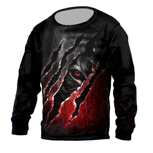 

Men's Unisex Sweatshirt Pullover Red Crew Neck Animal Patterned Graphic Prints Print Daily Sports Holiday 3D Print Streetwear Designer Casual Spring & Fall Clothing Apparel Hoodies Sweatshirts Long