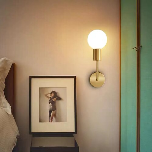 

Modern Wall Lamp Simple Decorative Bare Led Bulb Copper Wall Sconce Lighting For Bathroom Bedroom Living room
