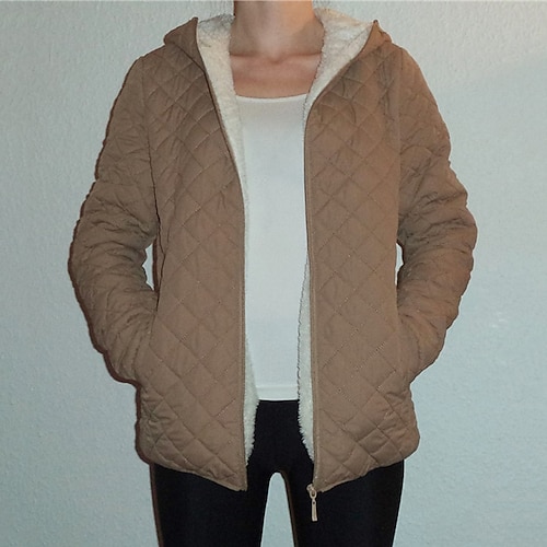 

Women's Sherpa jacket Fleece Jacket Warm Breathable Outdoor Daily Wear Vacation Going out Pocket Zipper Hoodie Active Comfortable Street Style Solid Color Regular Fit Outerwear Long Sleeve Winter Fall