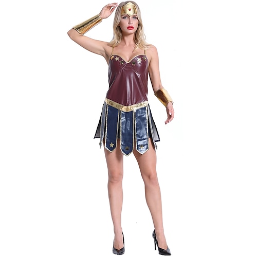 

Wonder Woman Superhero Cosplay Costume Outfits Women's Movie Cosplay Cosplay Halloween Brown Coffee Dress Masquerade Polyester