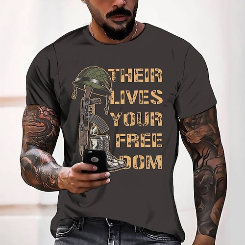 

Men's T shirt Tee Tee Graphic Round Neck Gray Orange Short Sleeve 3D Print Casual Daily 3D Print Tops Fashion Cool Designer Comfortable / Summer / Summer