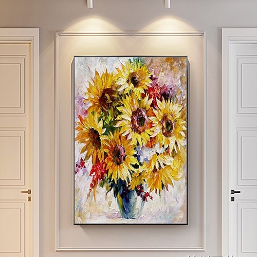 

Mintura Handmade Sunflower Oil Paintings On Canvas Wall Art Decoration Modern Abstract Picture For Home Decor Rolled Frameless Unstretched Painting